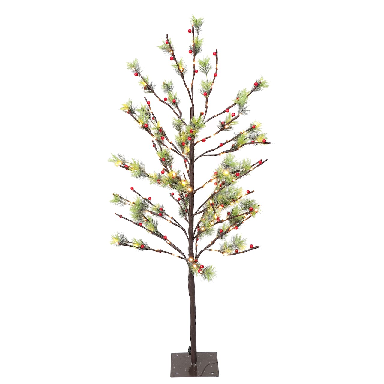 4ft. Pre-Lit Twig Tree, White LED Twinkle Lights